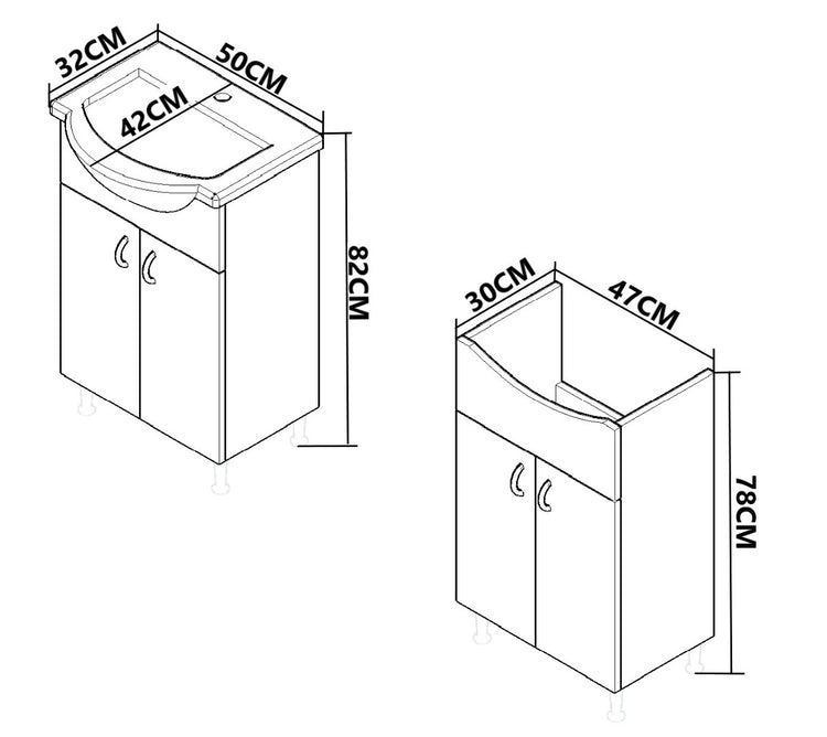 Mobilier Baie eco și lavoar, Seria 005, 50cm, Alb