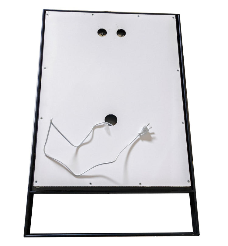 Oglindă cu iluminare LED și întrerupător touch, MD6, 60x95cm, ramă neagră și poliță