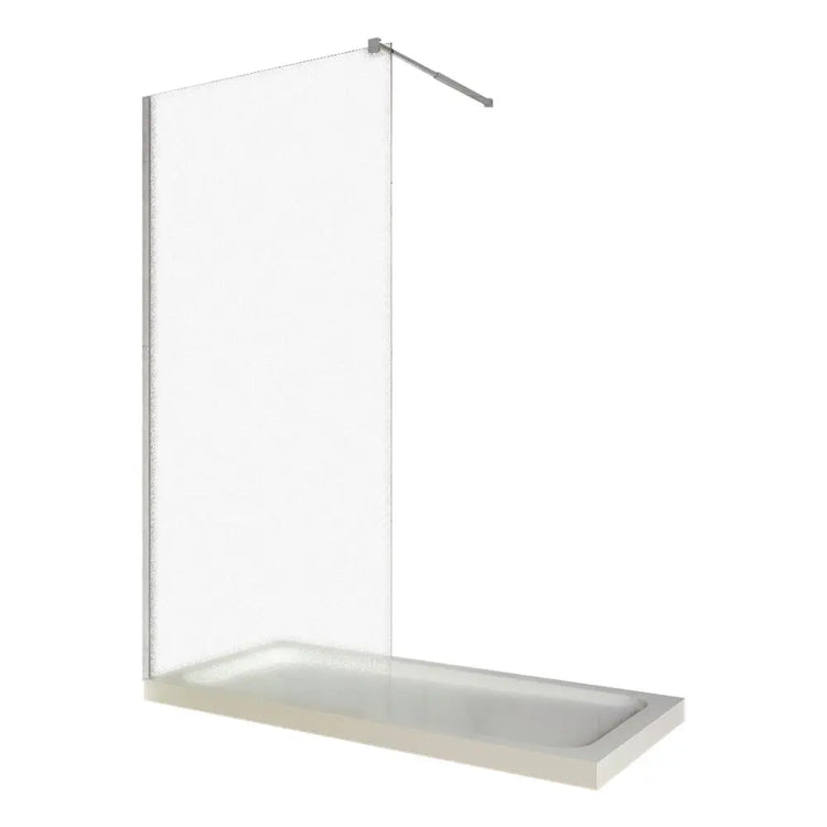 Paravan dus walk in / Perete dus, sticla sablata 8 mm, profil crom, tija extensibila, 90 x 200 cm - La Cucu