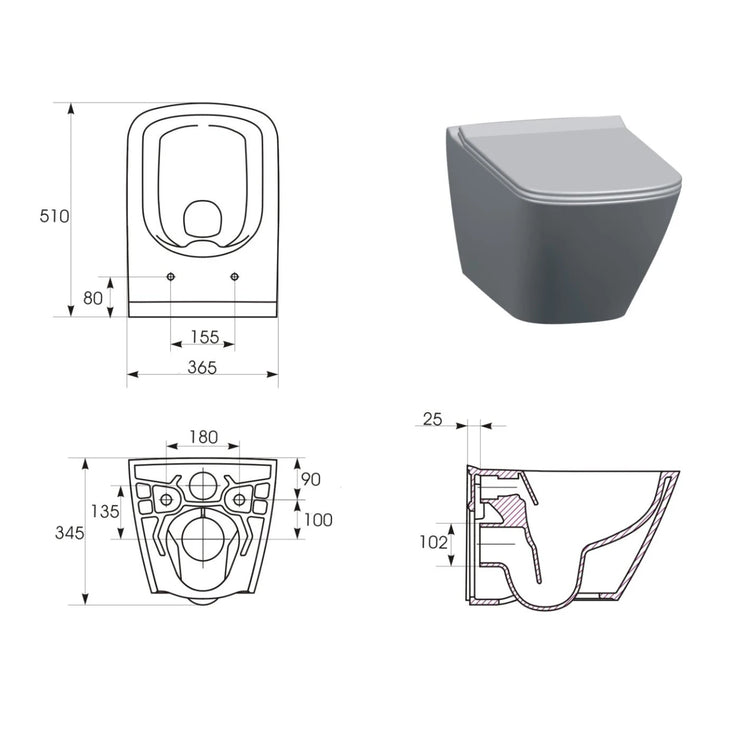 Vas WC suspendat Cersanit City K35-041, alb, evacuare orizontala, 35.5 x 50.5 x 36.5 cm