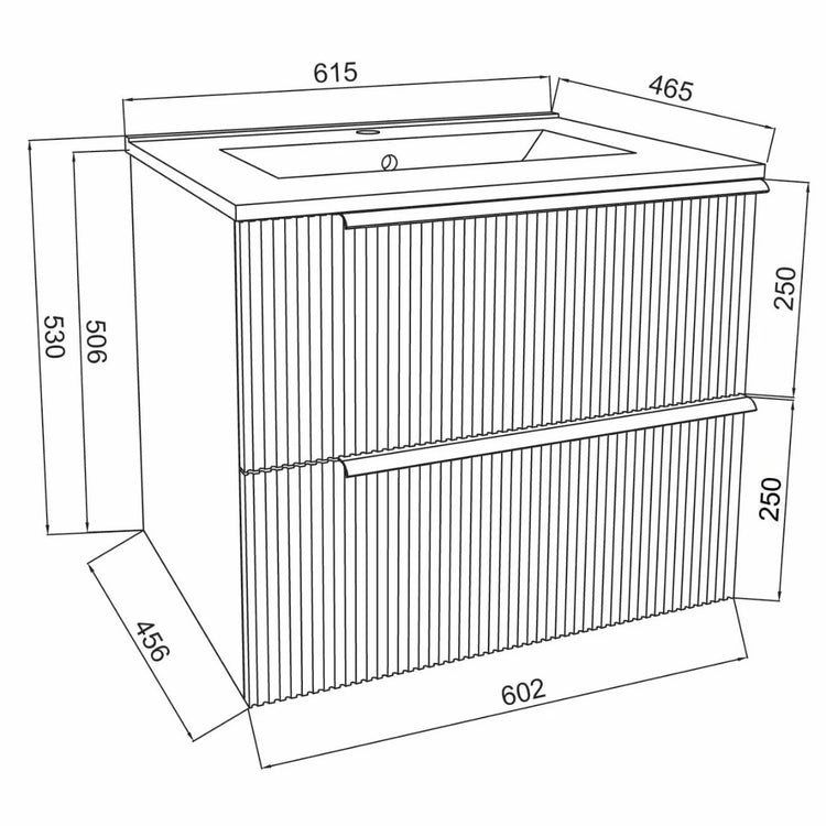 Masca baie + lavoar Savini Due Sidney 60, cu sertare, negru, suspendat, 61.5 x 46.5 x 53 cm
