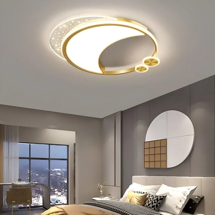 Lustră LED Marco cu Telecomandă, 51W, Dimabilă, Auriu, Metal, Acril și Sticlă, 3000K/4000K/6000K