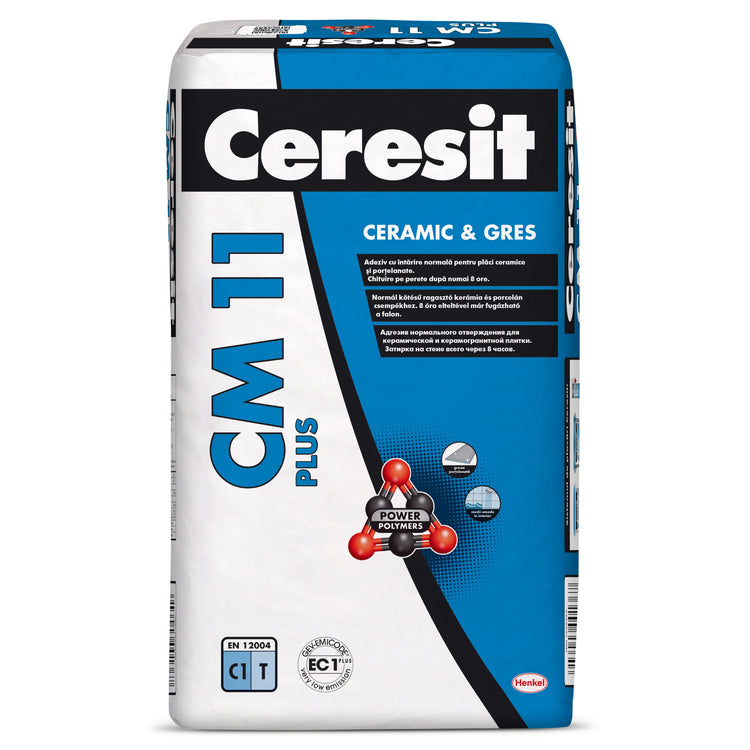 Adeziv gresie si faianta Ceresit CM 11 Plus, gri, pentru interior / exterior, 25 kg