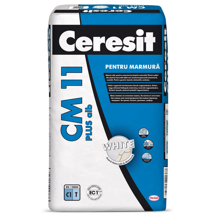 Adeziv marmura si piatra naturala Ceresit CM 11 Plus, alb, pentru interior / exterior, 25 kg