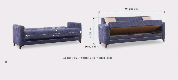 Canapea extensibila cu 3 locuri Dalia, maro/bej