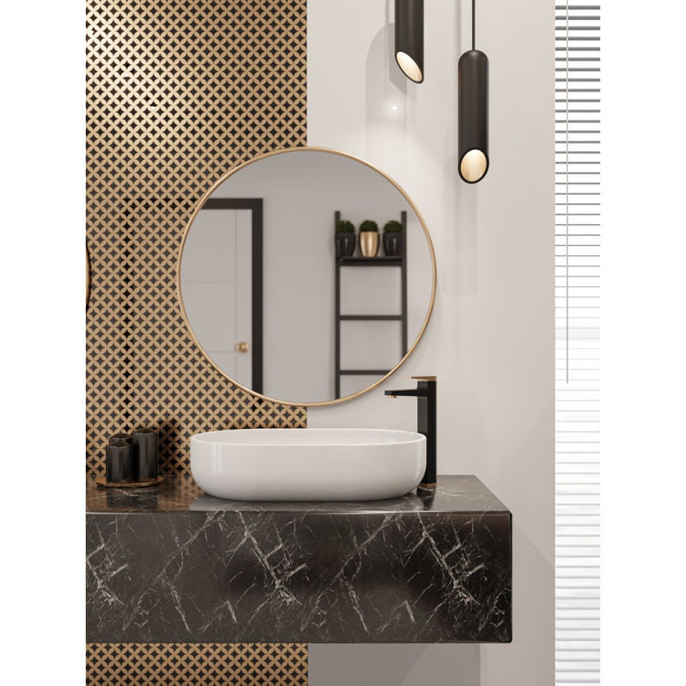 Invena Midnight baterie lavoar stativ negru-auriu BU-35-W14