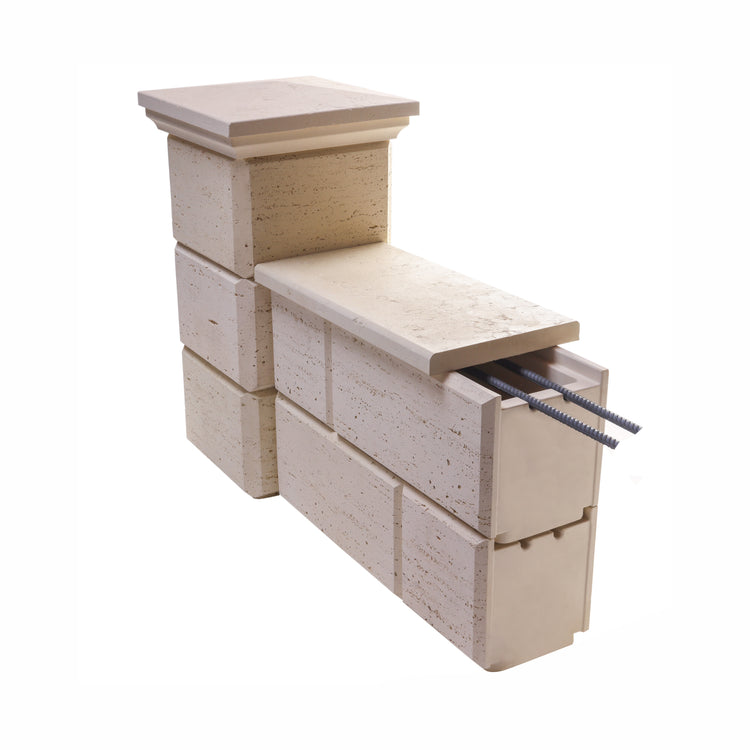 Boltar din beton pentru gard Traverstone Block Smoke, 400 x 200 x 200 mm