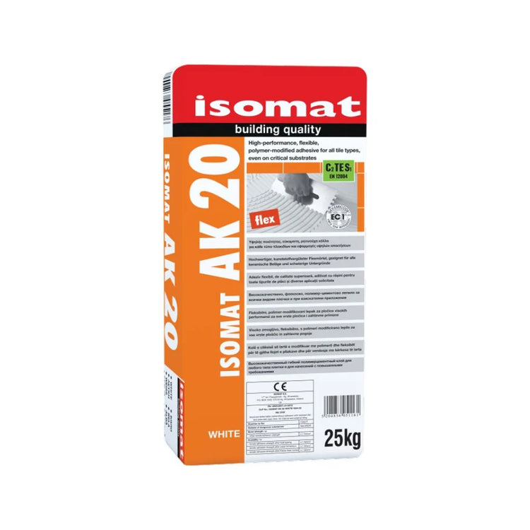 Adeziv flexibil Isomat AK-20, interior/exterior, alb, 25 kg