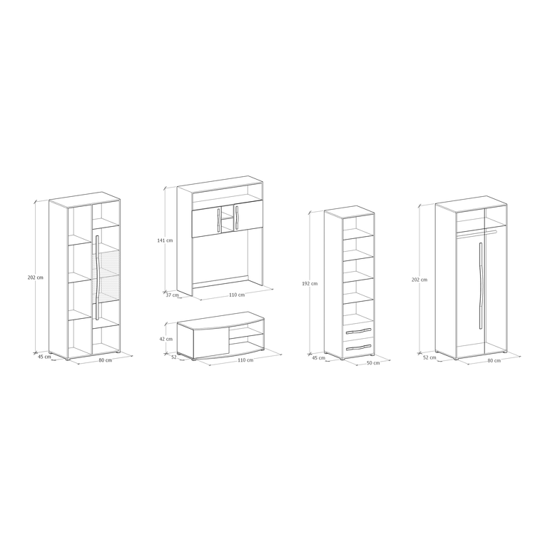Bibliotecă living Laura, 320 cm, Sonoma Alb