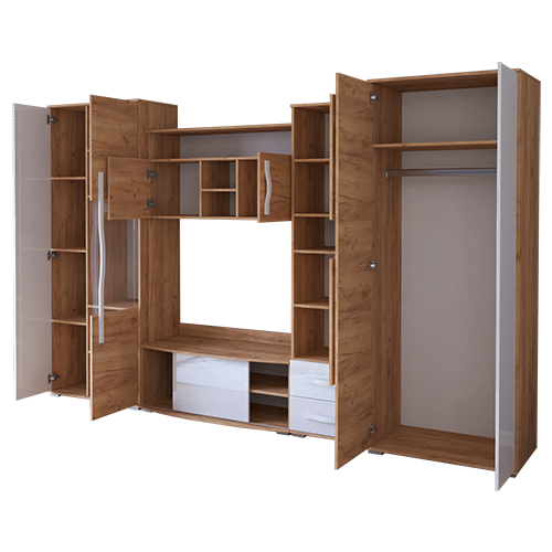 Bibliotecă living Laura, 320 cm, Sonoma Alb