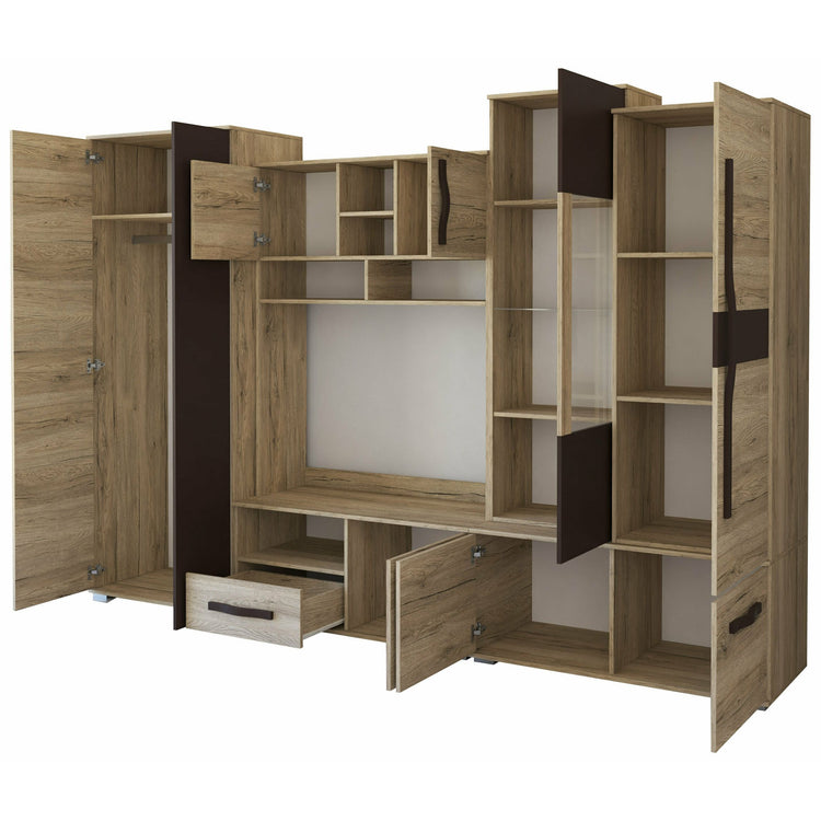 Bibliotecă living Daniel, 300 cm, Sonoma Maro