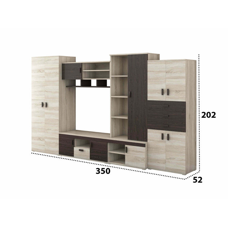 Bibliotecă living Diana, 350 cm, Sonoma Wenge