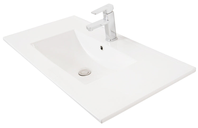 Bază MDF și lavoar Seria 033, 80cm, cu sertare, alb rustic