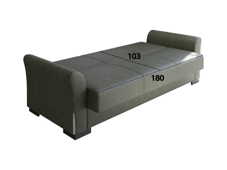 Canapea extensibila cu 3 locuri Mina, Verde/Crem