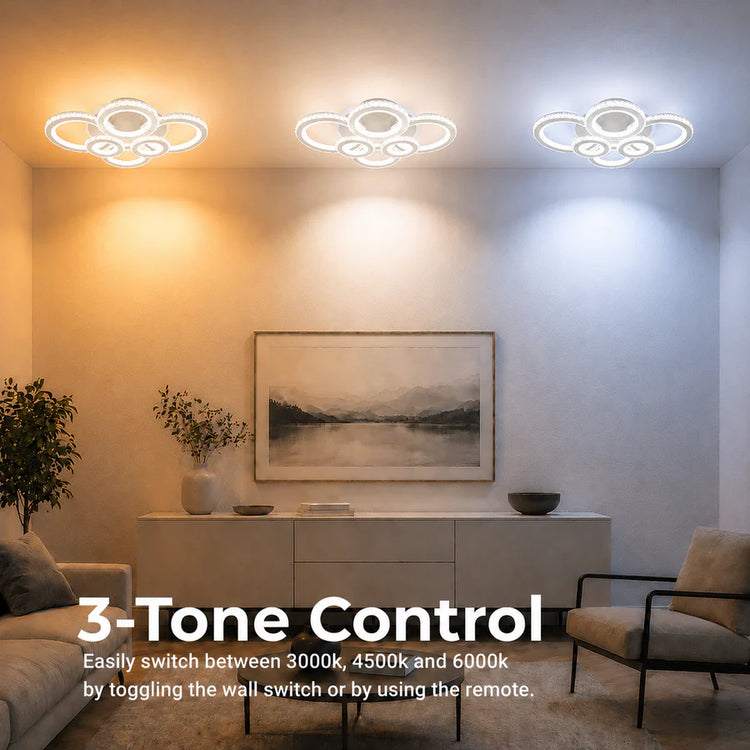 Lustra LED RONDA Magno cu telecomanda 78W, 4 Cercuri, lumina Rece/Calda/Neutra, Dimabila, Alb