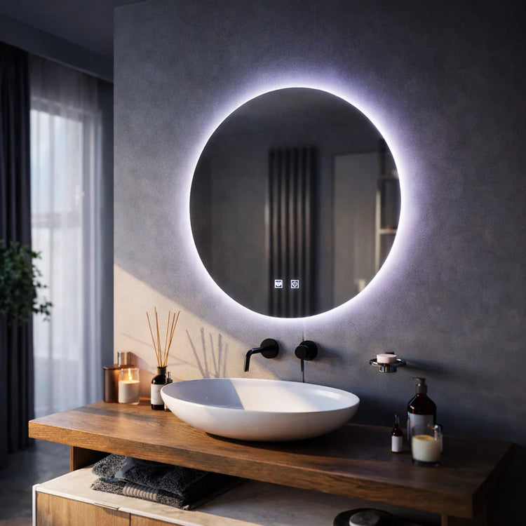 Oglinda LED Rotunda, 50cm, Isolda,Touch, Sistem Dezaburire, Lumina Rece 6000k