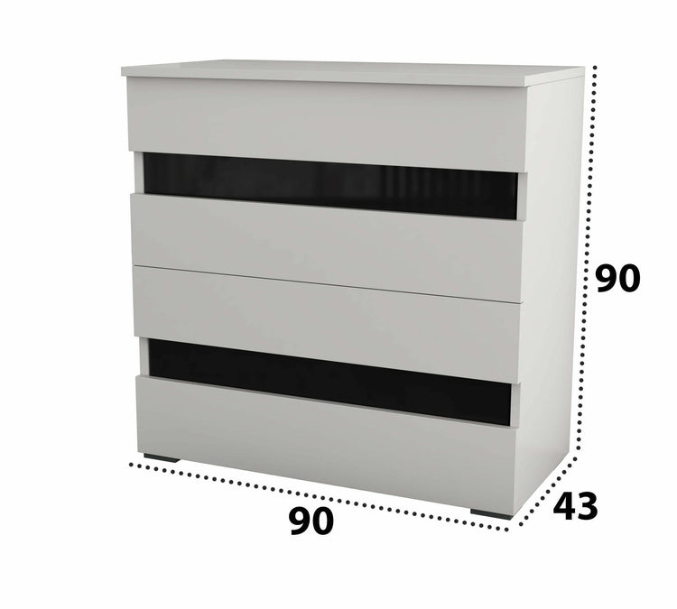 Comoda luca, alb/negru, 90x90x43 cm