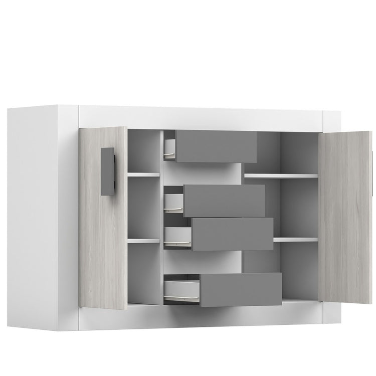 Comoda valentin , gri/alb, 145x97x50 cm