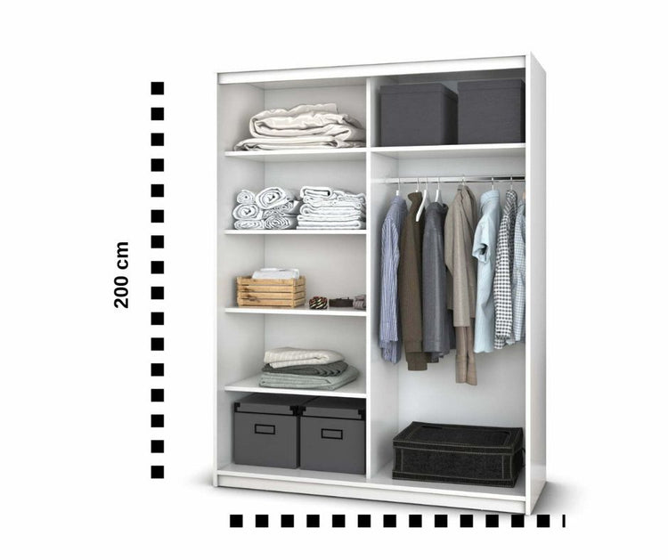 Dressing Gabriel cu oglinda, 150x200x61 cm, alb/stejar deschis