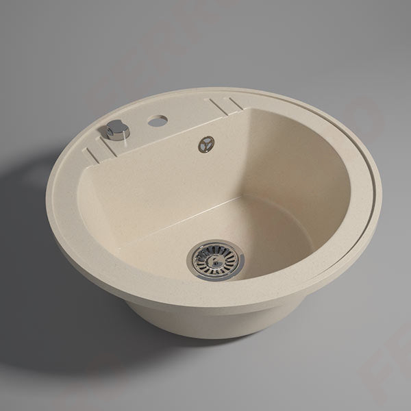 Chiuveta Rotunda cu O Cuva, Ø51 cm, Nisip + Baterie Flexibila Cadou