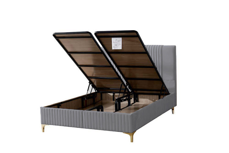 Pat Melia 160 x 200 , tapitat, culoare gri deschis