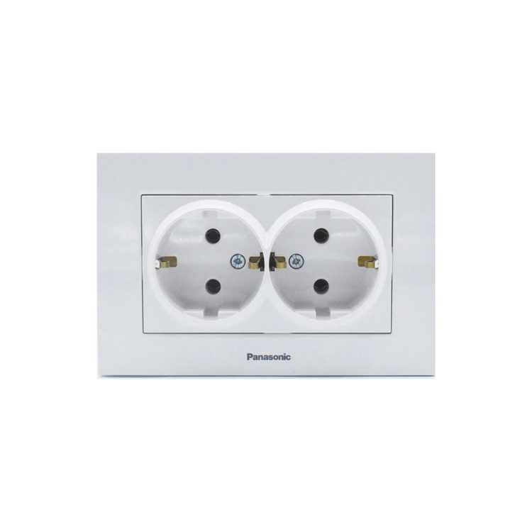 Priza dubla cu impamantare Karre Plus Panasonic, ST, alba