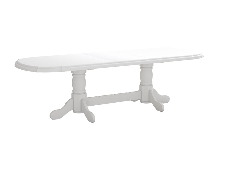 Set masa extensibila jork 200x250 cm, lemn masiv alb, cu 10 scaune tapitate stofa maro, s-37 B25B