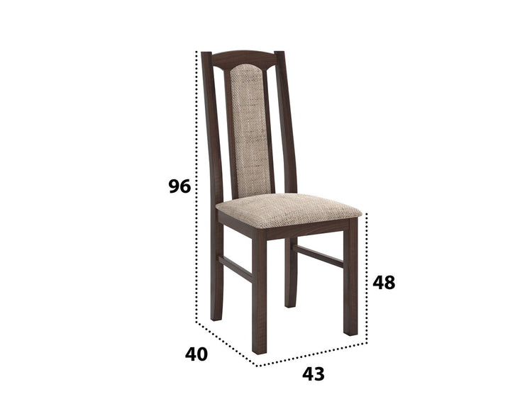 Set masa extensibila jork 200x250 cm, lemn masiv nuc, cu 10 scaune tapitate stofa maro, s-37 O2