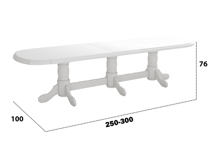 Masa extensibila 250-300x100 cm, Jork, lemn alb
