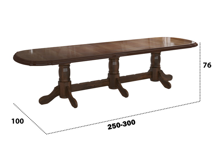 Masa extensibila 250-300x100 cm, Jork, lemn nuc