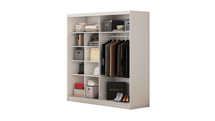Dormitor Sara cu oglinda cappuccino/alb 200cm + saltea 160x200x20cm