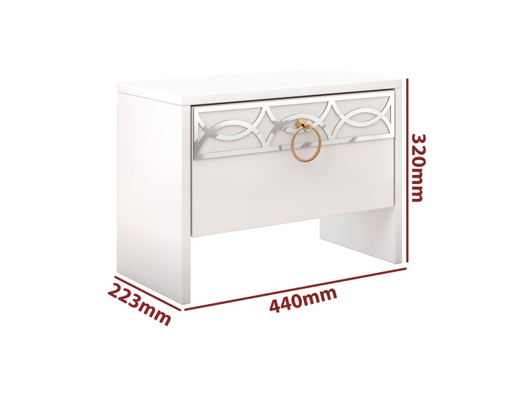 Set 2 noptiere Diana, culoare alb / argintiu, 44 x 32 x 22 cm - La Cucu