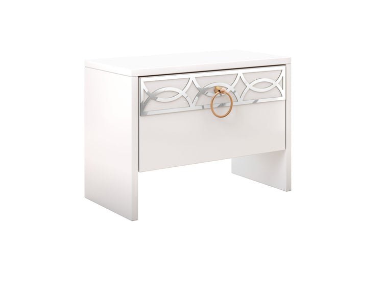 Set 2 noptiere Diana, culoare alb / argintiu, 44 x 32 x 22 cm - La Cucu
