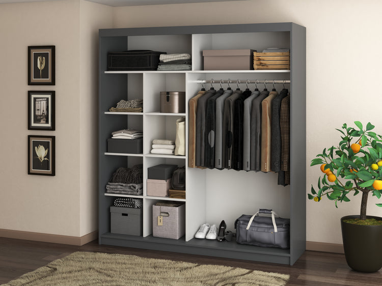 Dressing Radu fara oglinda, 180x200x61 cm, gri antracit