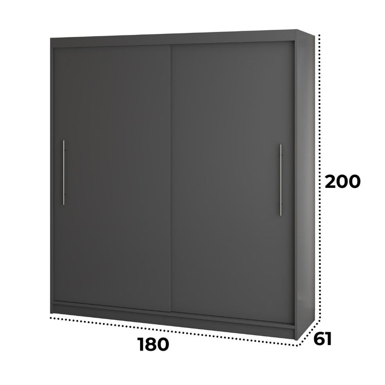 Dressing Radu fara oglinda, 180x200x61 cm, gri antracit