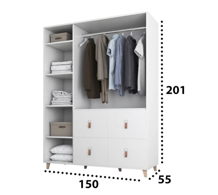 Dressing Andrei 3D, 150x201x55 cm, Alb