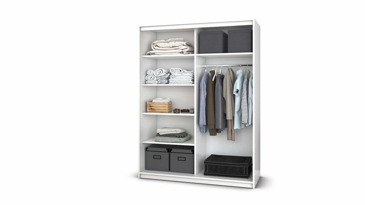 Dressing Gabriel cu oglinda, 150x200x61 cm, alb/stejar deschis