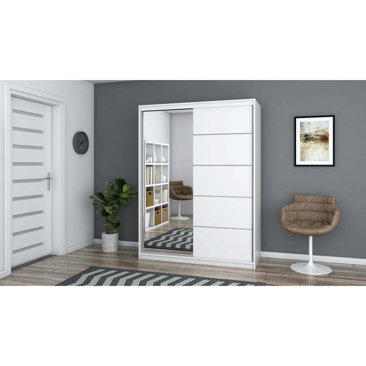 Dressing Gabriel cu Oglindă, Alb, 150x200x61 cm - La Cucu