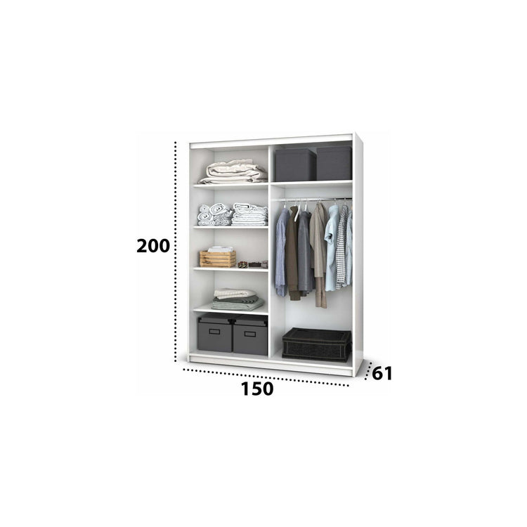 Dressing Gabriel cu Oglindă, Alb, 150x200x61 cm - La Cucu