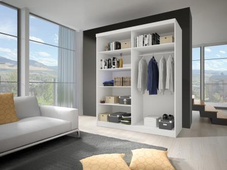 Dressing Gabriel sonoma/negru cu lamele artisan, cu oglinda, 150x200x61 cm