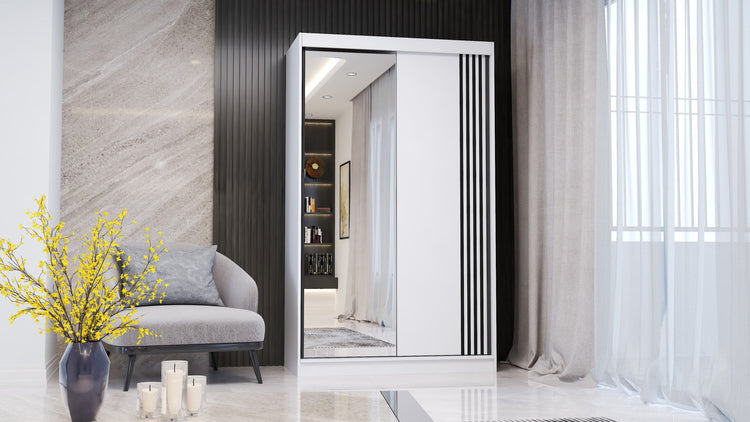 Dressing Neomi 07 alb, 120x200x61 cm, usi culisante