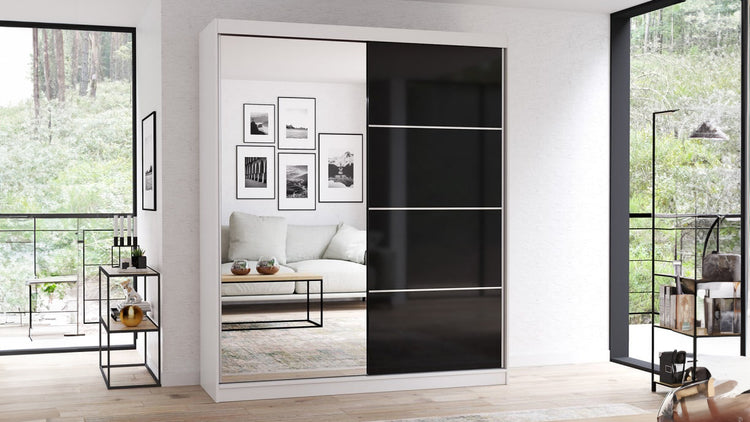 Dressing Ovidiu 31, 183x218x61 cm, culoare alb/negru