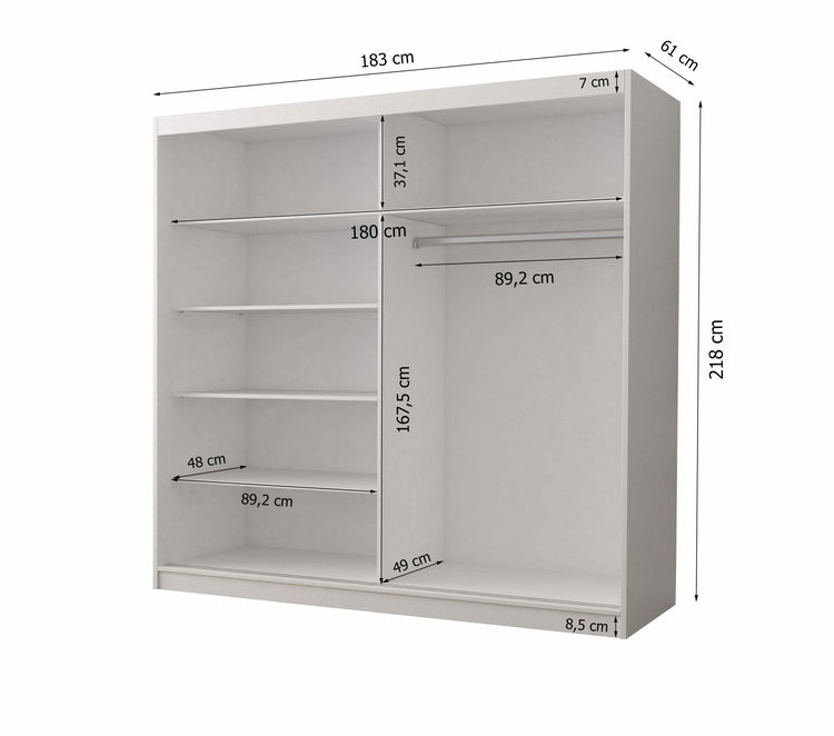 Dressing Ovidiu 31, 183x218x61 cm, culoare alb/negru