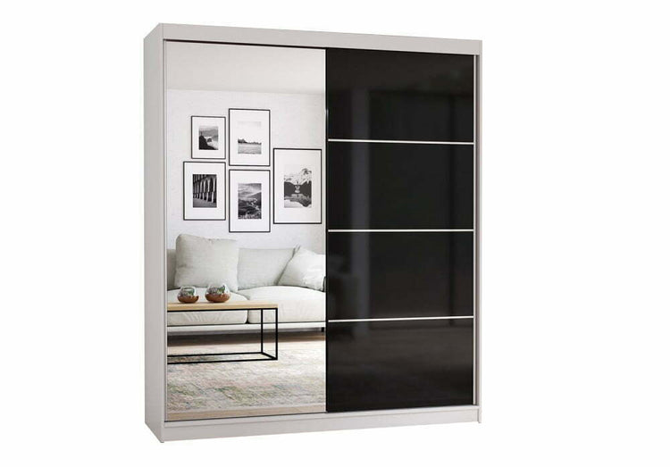 Dressing Ovidiu 31, 183x218x61 cm, culoare alb/negru
