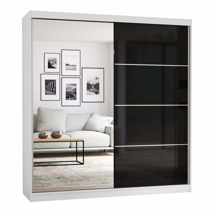 Dressing Ovidiu 31, 203x218x61 cm, culoare alb/negru