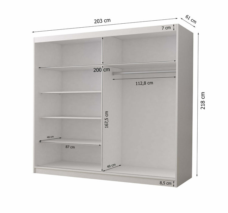 Dressing Ovidiu 31, 203x218x61 cm, culoare alb/negru