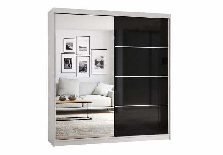 Dressing Ovidiu 31, 203x218x61 cm, culoare alb/negru