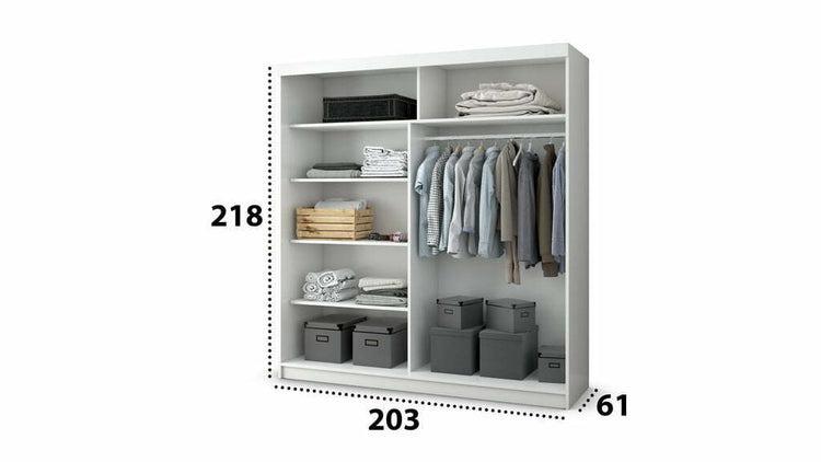 Dressing Ovidiu 32, 203x218x61 cm, culoare alb/gri