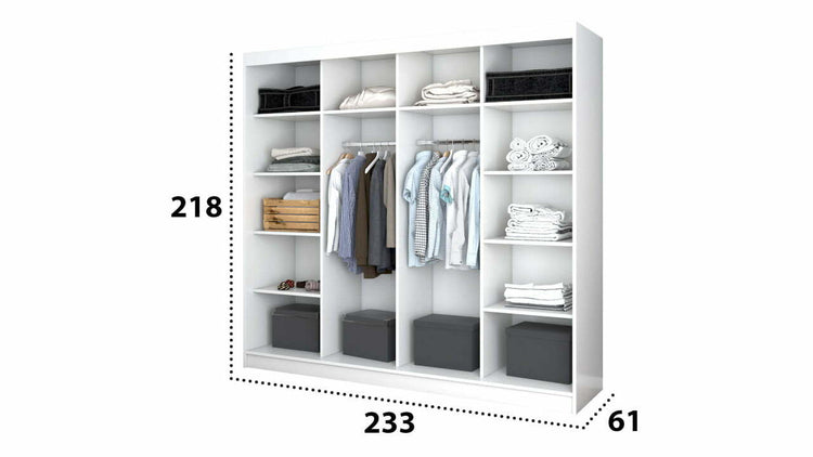 Dressing Ovidiu 32, 233x218x61 cm, culoare alb/gri
