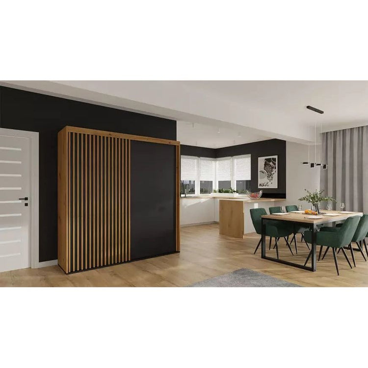 Dressing Nairobi, negru / artisan, 200 cm - La Cucu
